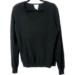 New Black Cashmere V-Neck Sweater